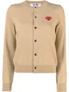 Comme Des Garçons Play Heart Motif Buttoned Cardigan In Neutrals