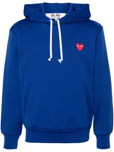 Comme Des Garçons Play Play Zip Hooded Sweatshirt In Bright-blue