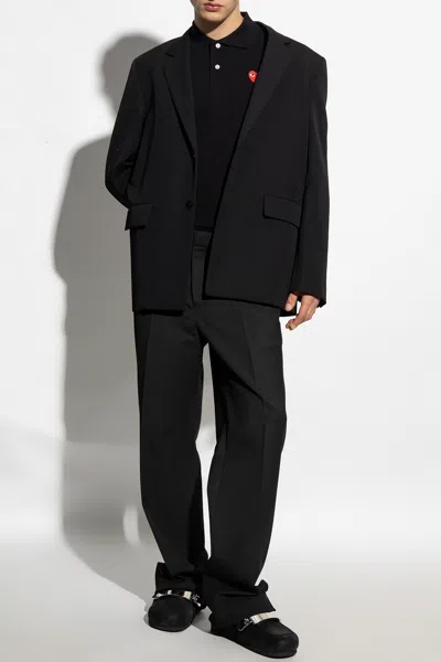 Comme Des Garçons Play Heart Motif Polo Shirt In Black