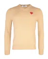 Comme Des Garçons Play Heart-patch V-neck Sweater In Nude