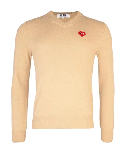COMME DES GARÇONS PLAY HEART-MOTIF V-NECK JUMPER