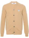 Comme Des Garçons Play Heart-motif Wool Cardigan In Yellow