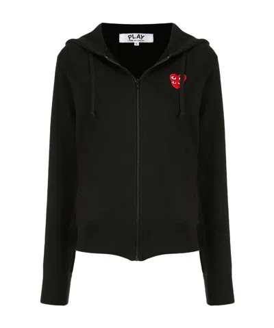 Comme Des Garçons Play Heart Motif Zip Hoodie In Black
