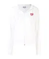 Comme Des Garçons Play Logo Embroidered Zipper Hooded Jacket In White