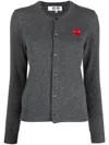 Comme Des Garçons Play Heart-patch Button-front Cardigan In Grey