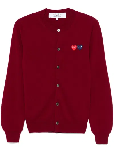 Comme Des Garçons Play Heart-patch Cardigan In Red