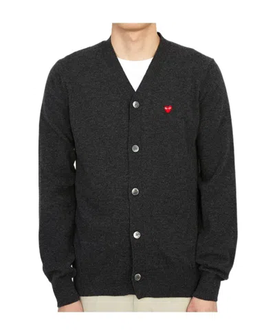 Comme Des Garçons Play Heart Patch Cardigan In Black