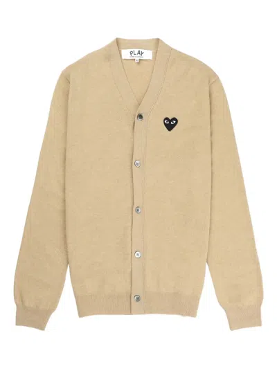 Comme Des Garçons Play Heart-patch Cardigan In Neutral