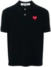 Comme Des Garçons Play Polo Shirt With Ribbed Collar And Straight Hem In 蓝色