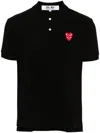 Comme Des Garçons Play Polo Shirt With Ribbed Collar And Straight Hem In Black