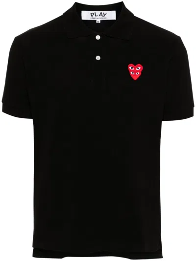 COMME DES GARÇONS PLAY HEART-PATCH COTTON POLO SHIRT
