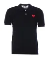 Comme Des Garçons Play Polo Shirt With Ribbed Collar And Straight Hem In Black