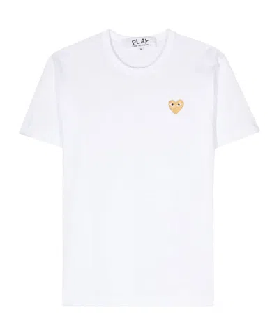Comme Des Garçons Play T-shirt With Round Neck And Short Sleeves In White