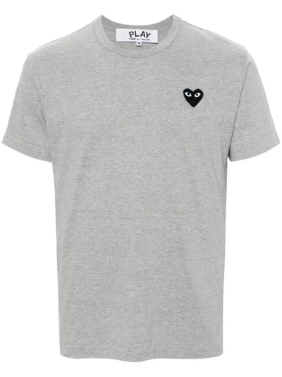 Comme Des Garçons Play Heart-patch Cotton T-shirt In 灰色