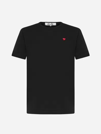 Comme Des Garçons Play Heart Patch Cotton T-shirt In Black