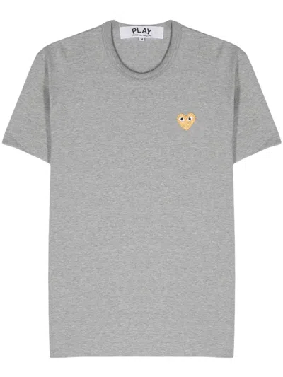 Comme Des Garçons Play Heart-patch Cotton T-shirt In Grey