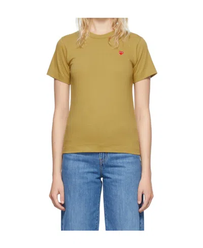 Comme Des Garçons Play Heart-patch Cotton T-shirt In Nude