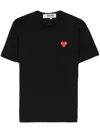 Comme Des Garçons Play Double Heart Patch Short Sleeve T-shirt In Black