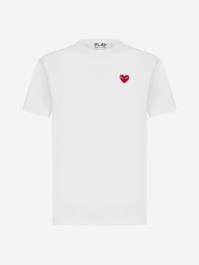 Comme Des Garçons Play Heart Patch Cotton T-shirt In White