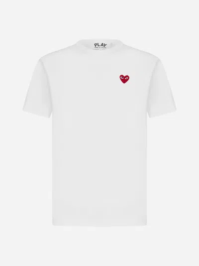 Comme Des Garçons Play Double Logo-patch Cotton T-shirt In White