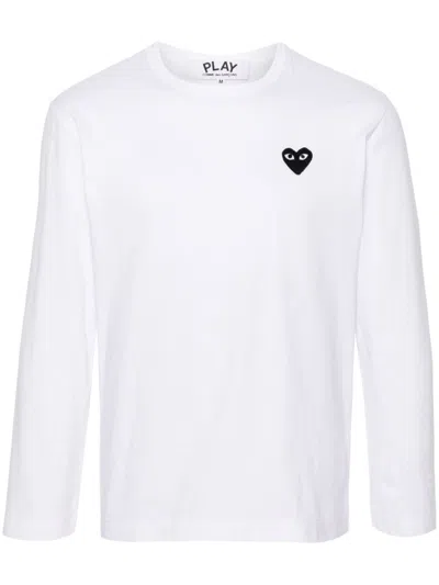 Comme Des Garçons Play Heart-patch Cotton T-shirt In White