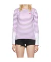Comme Des Garçons Play White & Purple Small Heart Patch Long Sleeve T-shirt In White