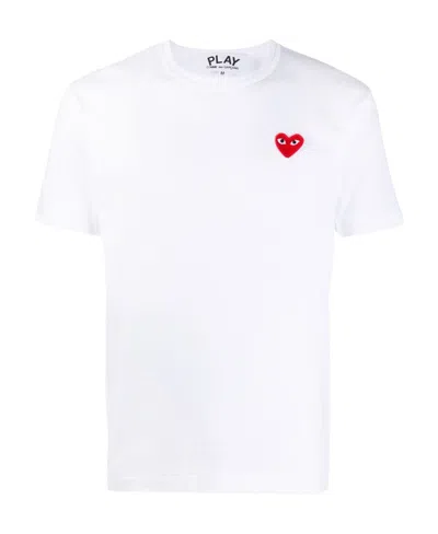 Comme Des Garçons Play Comme Des Garcons Play Mens Red Heart Logo T-shirt In White