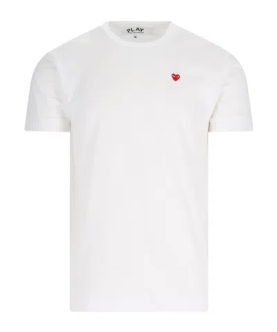 Comme Des Garçons Play Heart-patch Cotton T-shirt In White