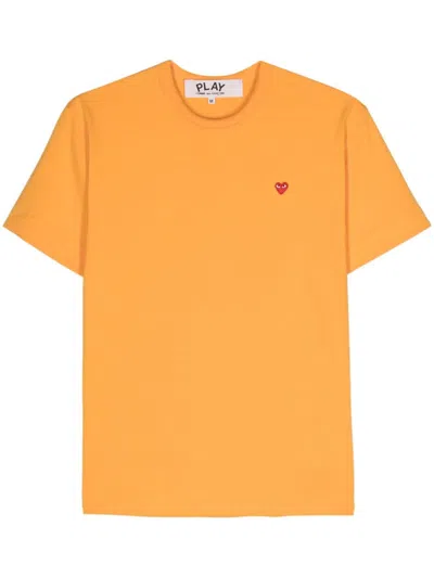 Comme Des Garçons Play Heart-patch Cotton T-shirt In Yellow
