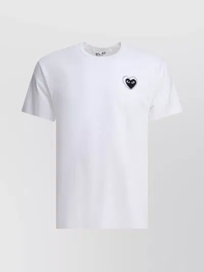Comme Des Garçons Play Heart Patch Crew Neck T-shirt With Embroidered Detail In White