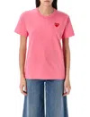 Comme Des Garçons Play Heart-print Crew Neck T-shirt In Pink
