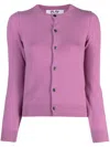 Comme Des Garçons Play Heart-patch Knitted Wool Cardigan In Violett