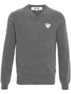 Comme Des Garçons Play Heart-patch Mélange-effect Wool Jumper In Grey
