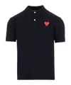 Comme Des Garçons Play Polo Shirt With Ribbed Collar And Straight Hem In Black