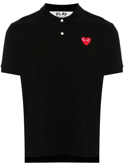 COMME DES GARÇONS PLAY HEART-PATCH PIQUÉ POLO SHIRT