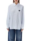 Comme Des Garçons Play Heart Patch Shirt In Blue