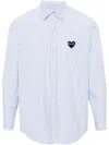 Comme Des Garçons Play Heart-patch Striped Shirt In White