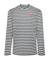 Comme Des Garçons Play Heart-patch Striped Cotton T-shirt In White