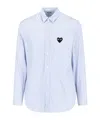Comme Des Garçons Play Heart-patch Striped Shirt In Blue