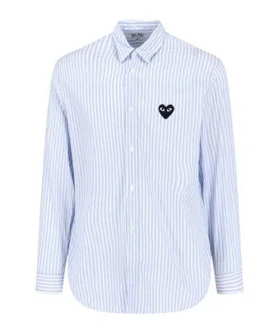 COMME DES GARÇONS PLAY HEART-PATCH STRIPED SHIRT