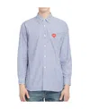 Comme Des Garçons Play Broad-striped Heart-embroidered Shirt In White