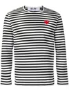 Comme Des Garçons Play Heart-patch Striped Cotton T-shirt In White