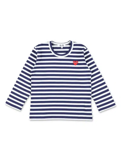 COMME DES GARÇONS PLAY HEART-PATCH STRIPED T-SHIRT