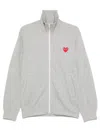 Comme Des Garçons Play Red Heart Zipped Hoodie In Grey