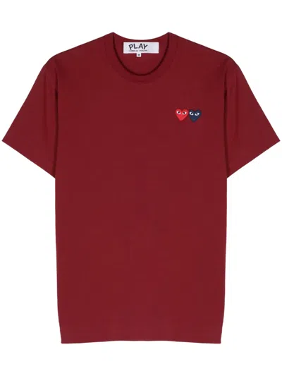 Comme Des Garçons Play Heart-patch Cotton T-shirt In 红色