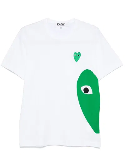 Comme Des Garçons Play Logo-appliqué Cotton T-shirt In White