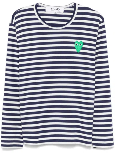 Comme Des Garçons Play Heart-patch T-shirt In Blue