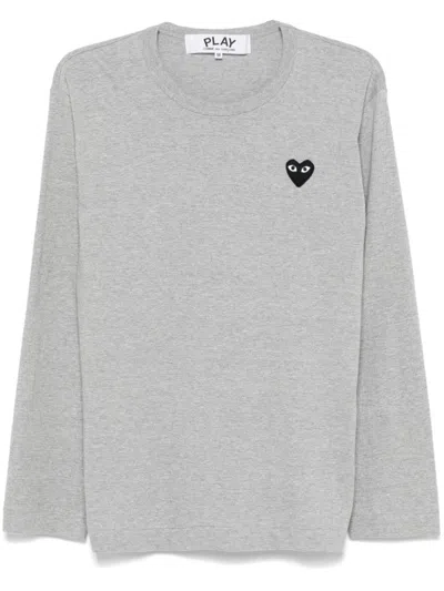 Comme Des Garçons Play Heart-patch T-shirt In Grey