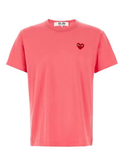 Comme Des Garçons Play Heart-patch T-shirt In Pink