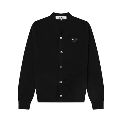 Pre-owned Comme Des Garçons Play Heart Patch V-neck Cardigan 'black'